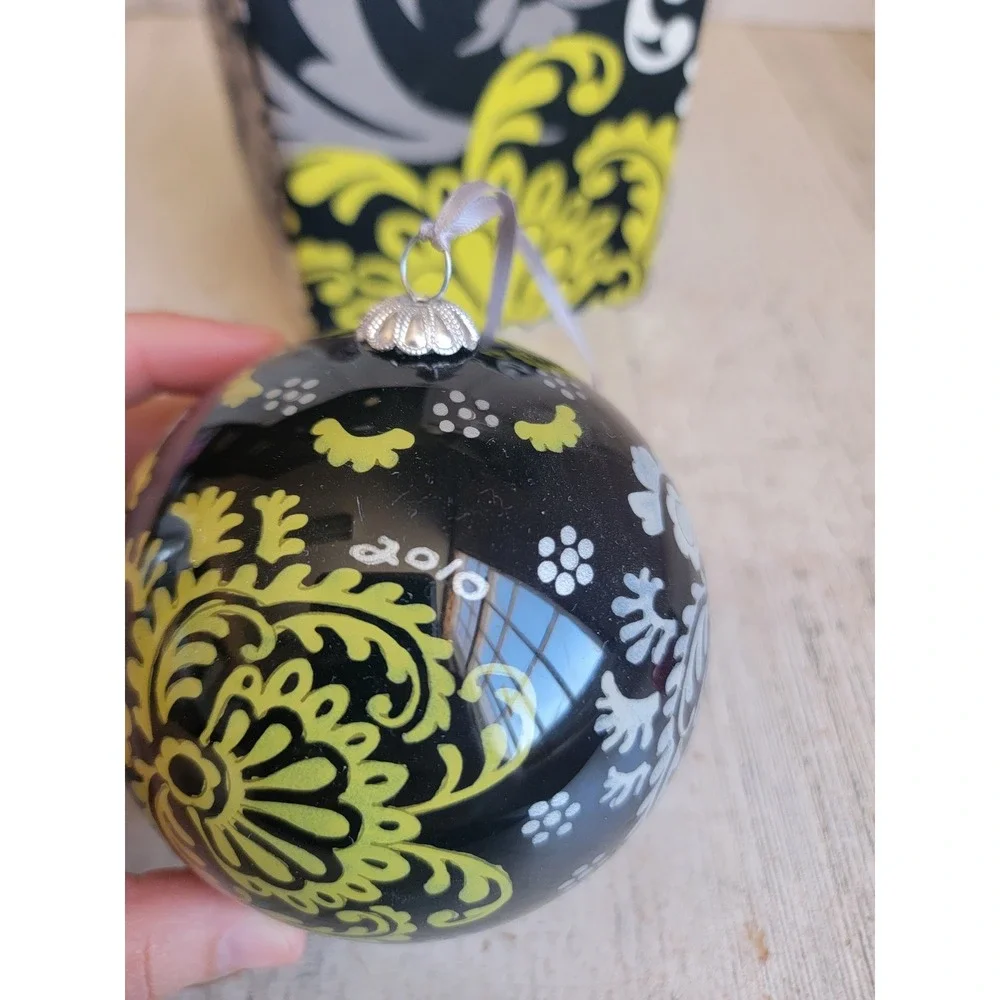 Vera Bradley light green black pattern ball ornament Xmas vintage unique